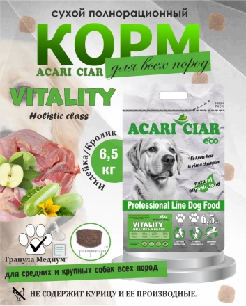 Acari Ciar Vitality (Виталити) Turkey Индейка/Кролик, 6.5 кг 