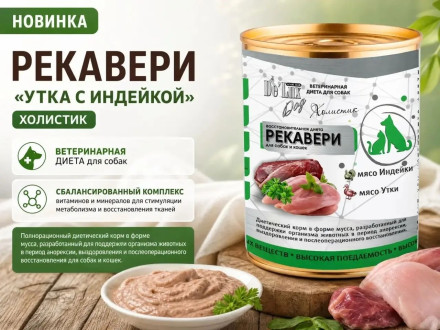 De Lux Влажный корм Рекавери с Уткой и Индейкой, 400 гр 